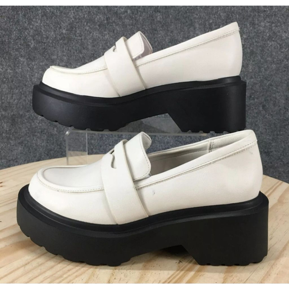 Wild Fable Shoes Womens 9 Platform Loafer White Faux Leather Casual Comfort - Picture 2 of 14
